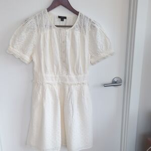 NWT J. Crew Ivory Eyelet Lace Cotton Mini Dress